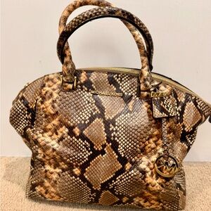 Michael Kors Brown Snake Print Satchel